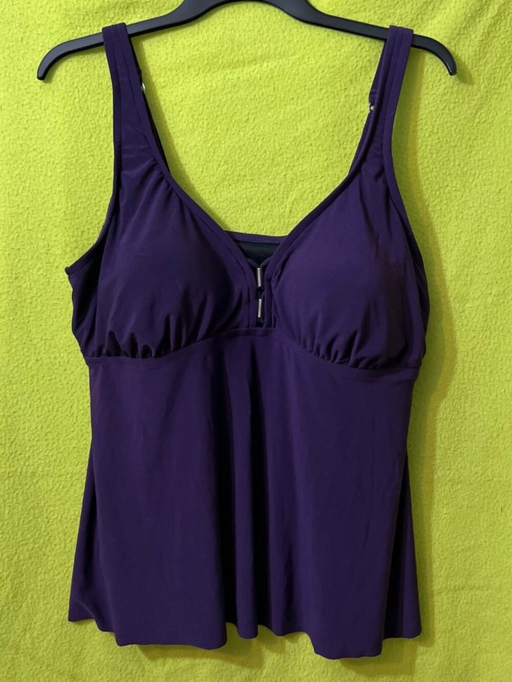 Aqua Green Plus Over The Shoulder Tankini Swim Top 16W Purple